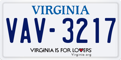 VA license plate VAV3217