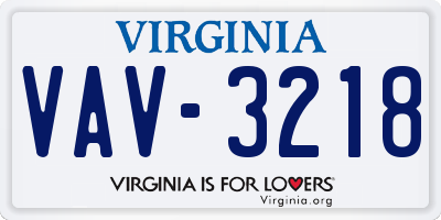 VA license plate VAV3218