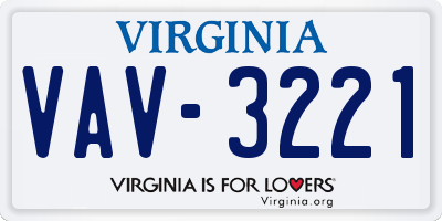 VA license plate VAV3221