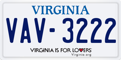 VA license plate VAV3222