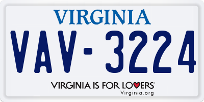 VA license plate VAV3224