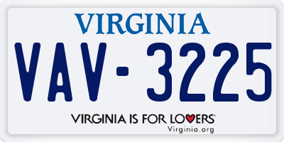 VA license plate VAV3225