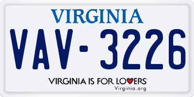 VA license plate VAV3226