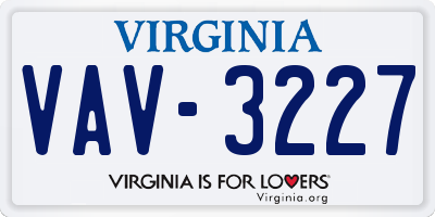 VA license plate VAV3227