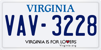 VA license plate VAV3228