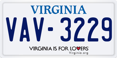 VA license plate VAV3229