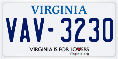 VA license plate VAV3230