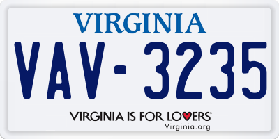 VA license plate VAV3235