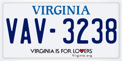 VA license plate VAV3238