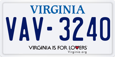 VA license plate VAV3240