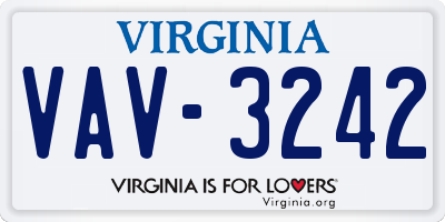 VA license plate VAV3242