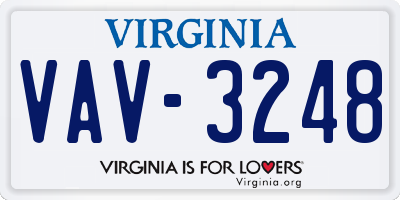VA license plate VAV3248