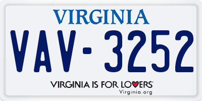 VA license plate VAV3252