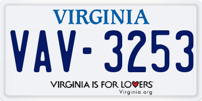 VA license plate VAV3253