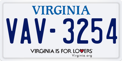VA license plate VAV3254