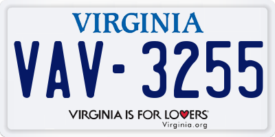 VA license plate VAV3255
