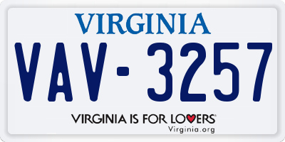 VA license plate VAV3257