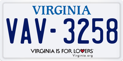 VA license plate VAV3258