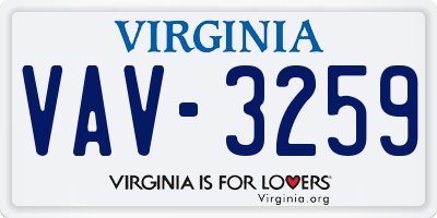 VA license plate VAV3259