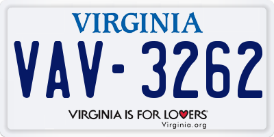 VA license plate VAV3262