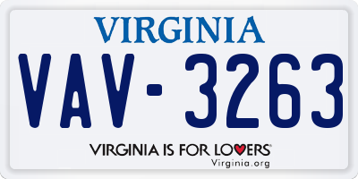 VA license plate VAV3263