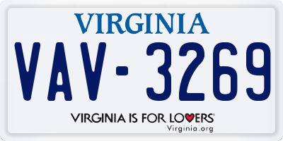 VA license plate VAV3269