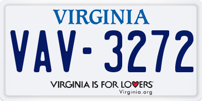 VA license plate VAV3272