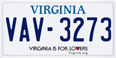 VA license plate VAV3273
