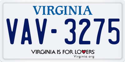 VA license plate VAV3275