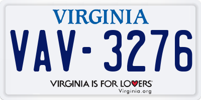 VA license plate VAV3276