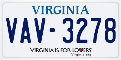 VA license plate VAV3278