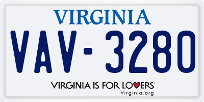 VA license plate VAV3280