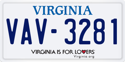 VA license plate VAV3281