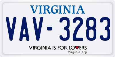 VA license plate VAV3283