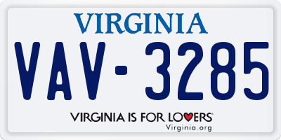 VA license plate VAV3285