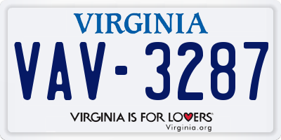 VA license plate VAV3287