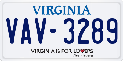 VA license plate VAV3289