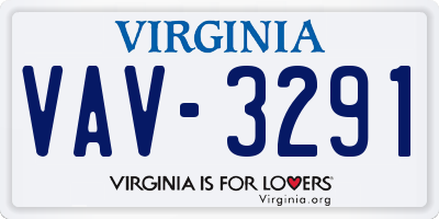 VA license plate VAV3291
