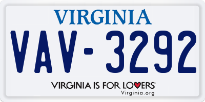 VA license plate VAV3292