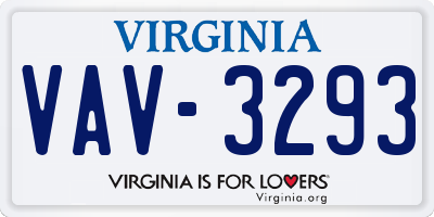 VA license plate VAV3293