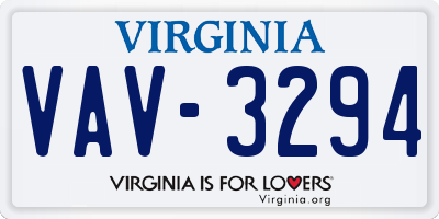 VA license plate VAV3294