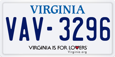 VA license plate VAV3296