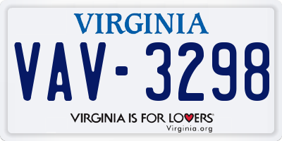 VA license plate VAV3298