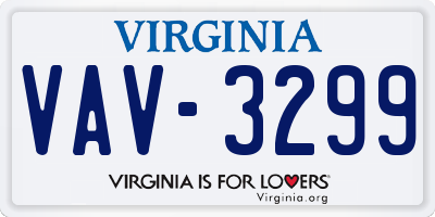 VA license plate VAV3299