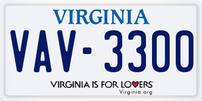 VA license plate VAV3300