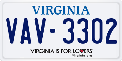 VA license plate VAV3302