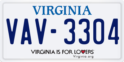 VA license plate VAV3304