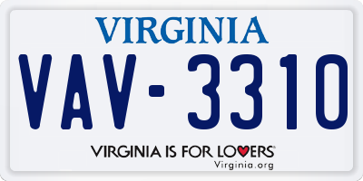 VA license plate VAV3310