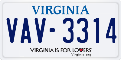 VA license plate VAV3314