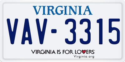 VA license plate VAV3315